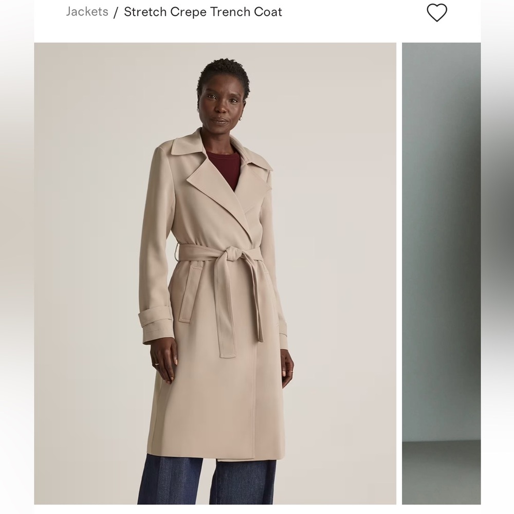 Quince Cream Stretch Crepe Trench Coat